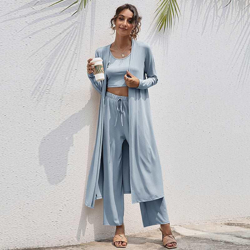 Women's Relaxed Fashion Temperament Vest Wide Leg Three-Piece Set