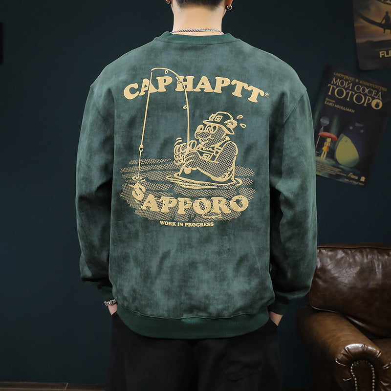 Heavy Men's Hoodie Autumn Fashion Round Neck Coat Clothes Spring And Autumn T-Shirt Long Sleeve