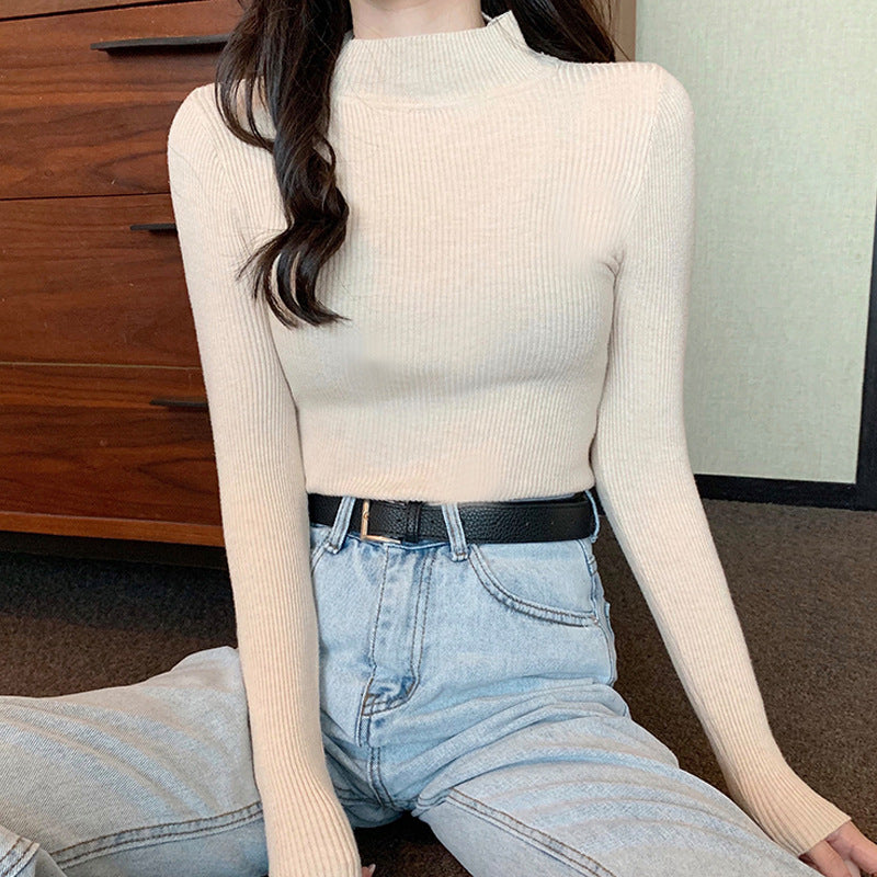 Sweater Women New Autumn And Winter Long Sleeves In The Neck With Slim Version Of The Base Shirt Half Turtleneck Pullover Knitwear