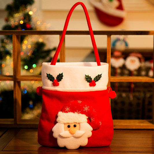 Christmas Decorations Christmas Backpack Cloth Bag Flannelette Gift Bag Old Man Snowman Gift Christmas Candy Bag